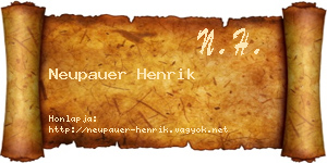 Neupauer Henrik névjegykártya